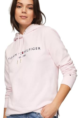 Sudadera Tommy H rosa con letras bordadas azul