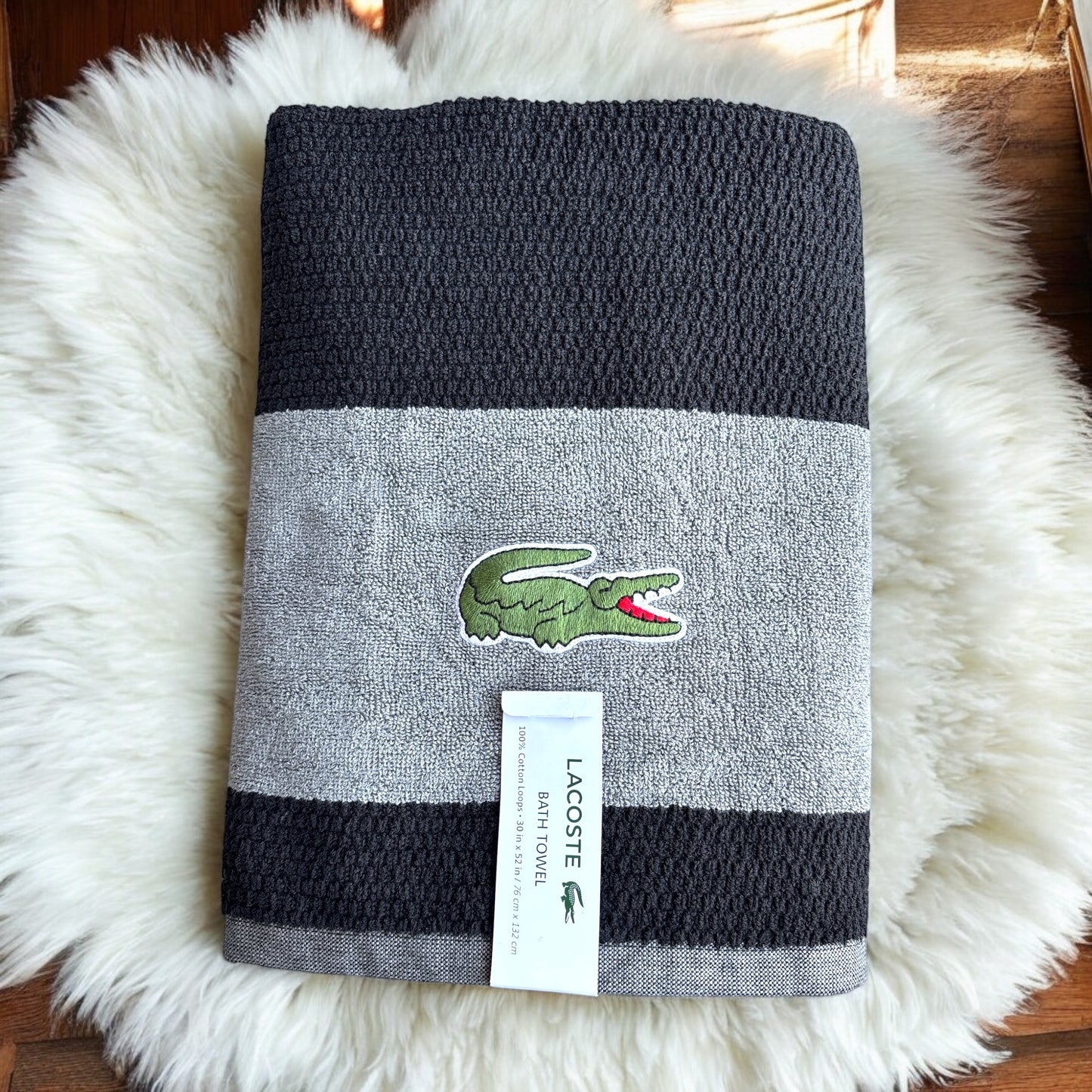 Toalla Lacoste Negra/gris