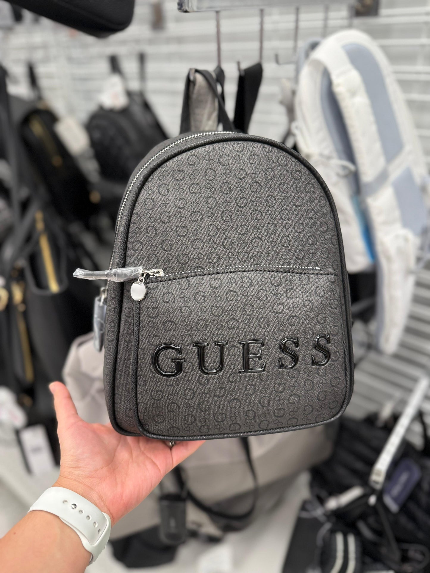 Backpack Guess negra con monogram