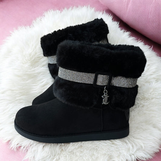 Botas Juicy C negra con brillos y peluche