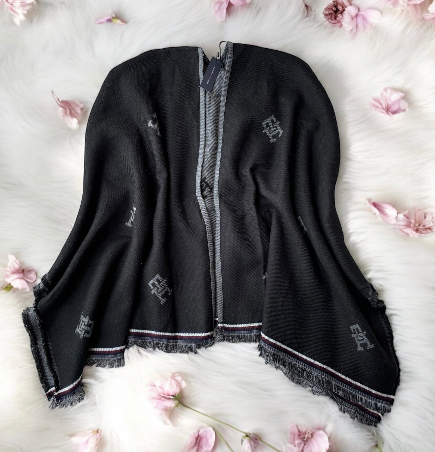 Poncho Tommy h doble vista negro/gris
