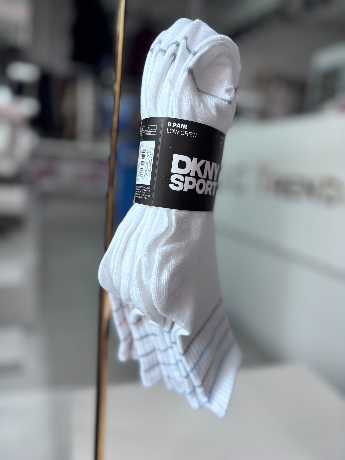 Calcetas DKNY blancas con líneas de colores 6 pares