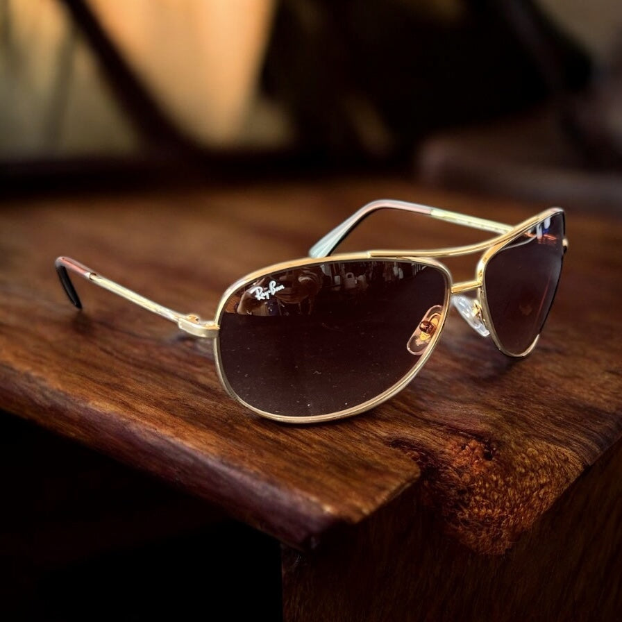 Lentes Ray ban café con dorado caballero