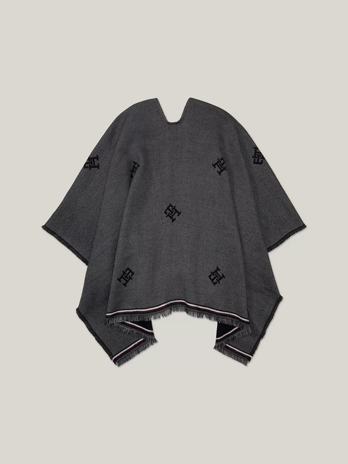 Poncho Tommy h doble vista negro/gris