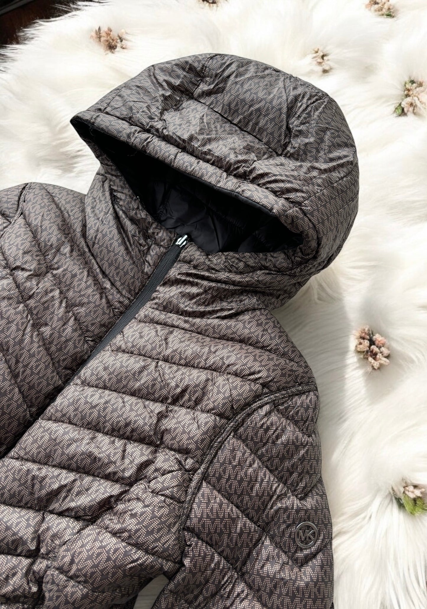 Chamarra Michael K negra/cafe reversible Quilted Nylon Signature