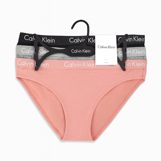 Panties Calvin k varios colores, resorte brilloso con letras blancas 3pzs