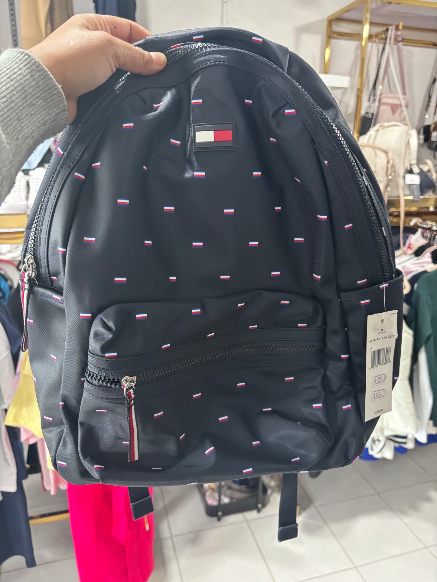 Backpack Tommy H azul con banderas