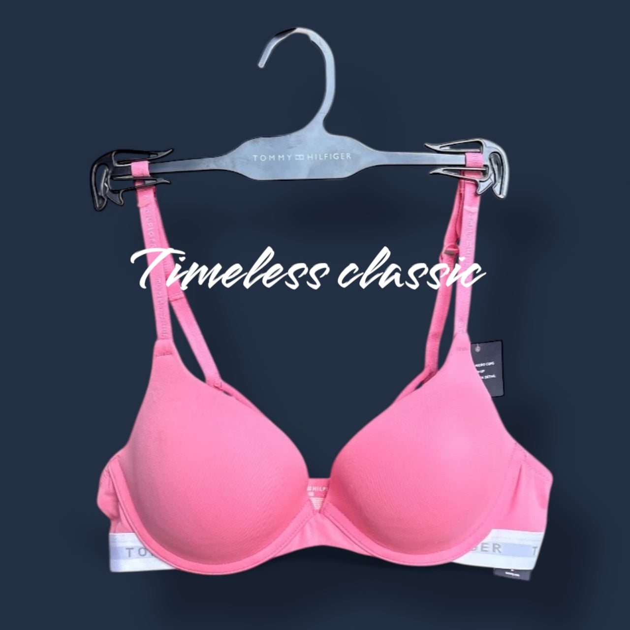 Brasier Tommy H rosa, resorte blanco y tirantes con estilo único