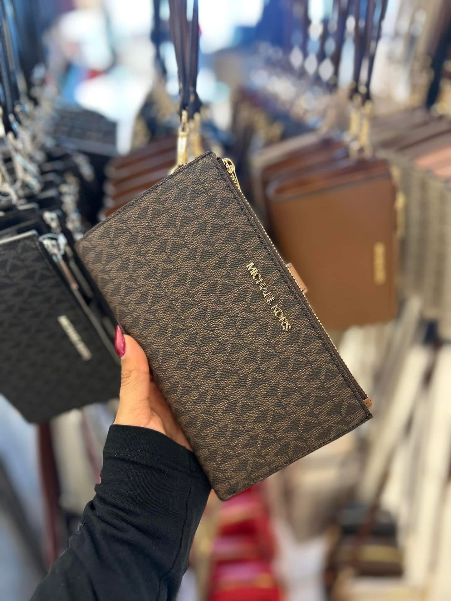 Cartera Michael k chochoalate/camel doble cierre