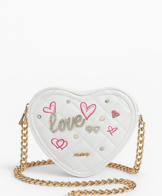 Crossbody Aldo en forma de corazón blanco