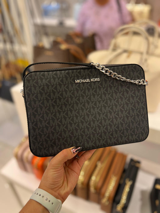 Crossbody michael k monogram negro/gris 1