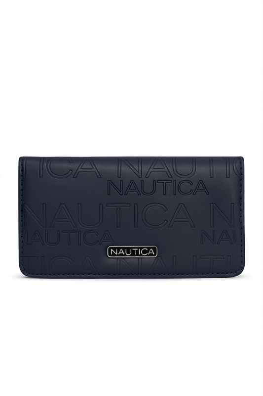 Cartera Náutica azul marino, grabada