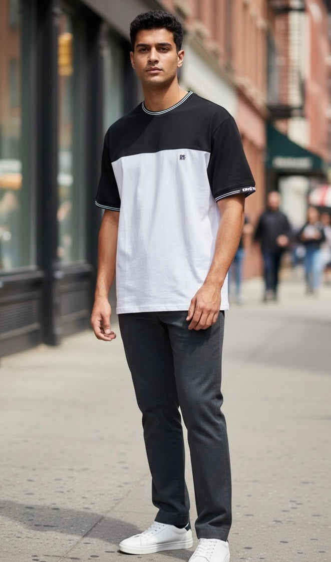 Playera DKNY blanca con negra con letras de goma