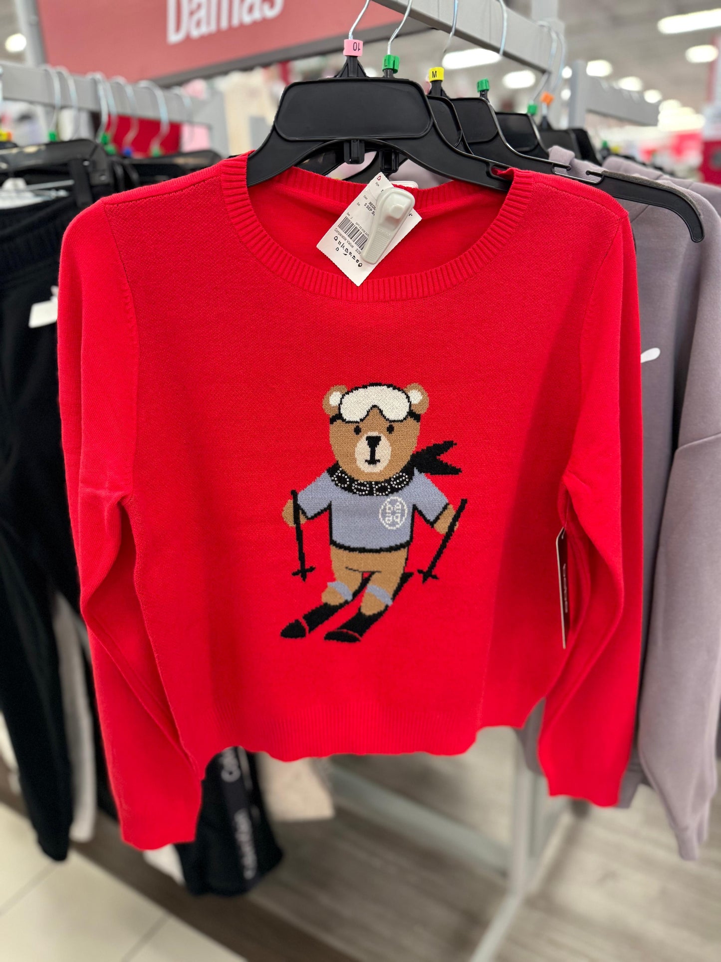 Suéter Bebe rojo con osito y piedritas