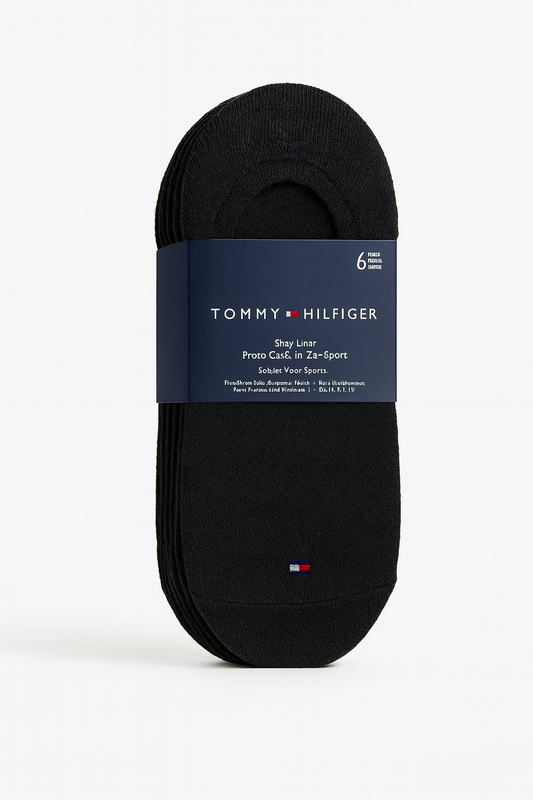 Protectores Tommy H negro con bandera pequeña y letras verdes