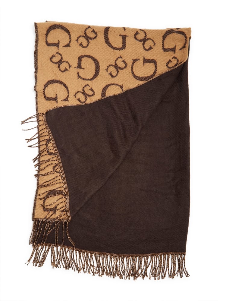 Poncho Guess camel con monogram chocolate
