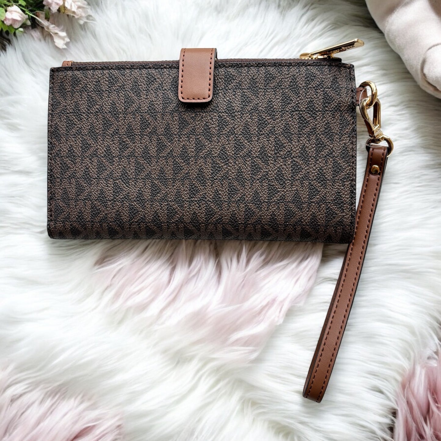 Cartera Michael k chochoalate/camel doble cierre