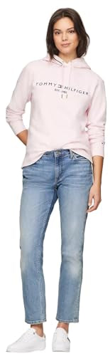 Sudadera Tommy H rosa con letras bordadas azul