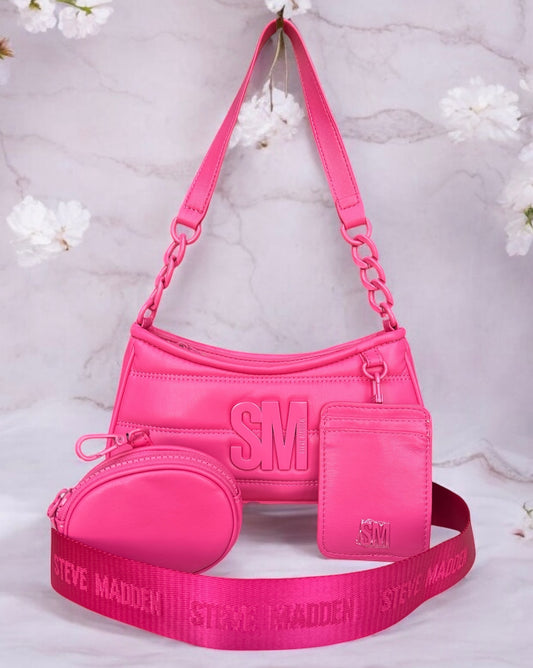 Hobo/crossbody Fucsia con monedero y tarjetero