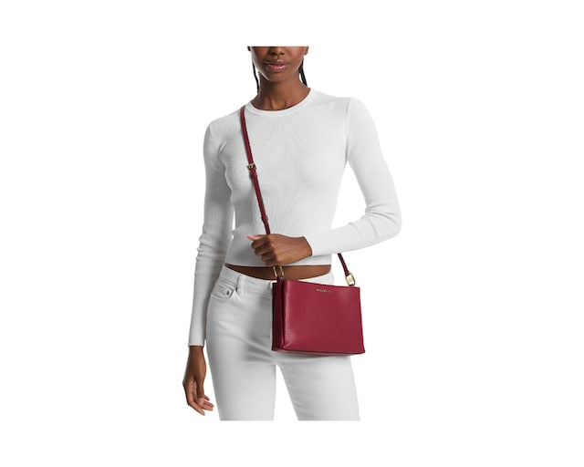 Crossbody Michael K cereza con 3 compartimentos