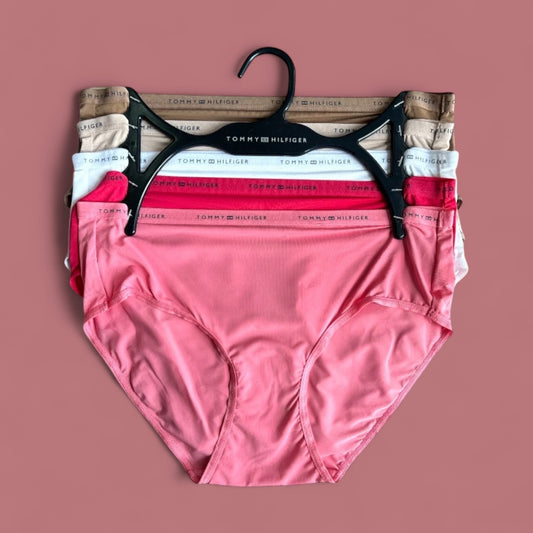 Panties Tommy H varios colores de tela delgada con letras en resorte