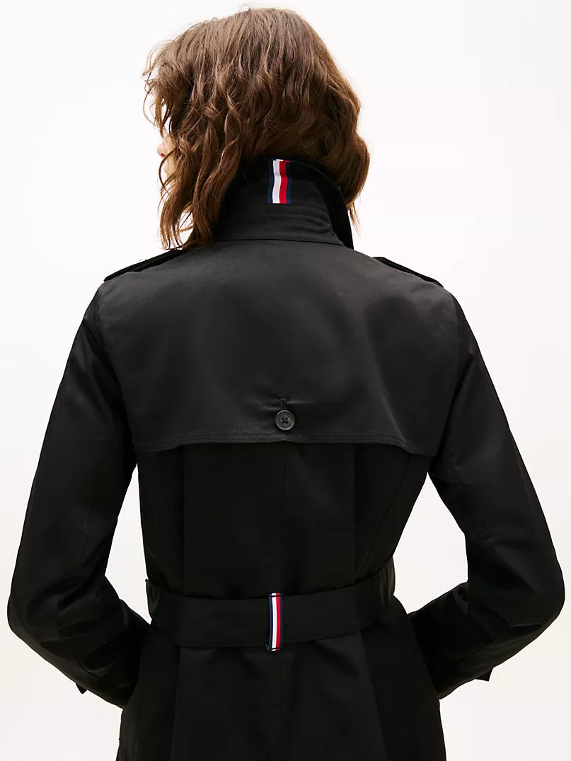 Gabardina Tommy H negra con cinturón