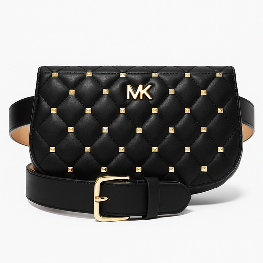 Cangurera Michael K negra de estoperoles dorados