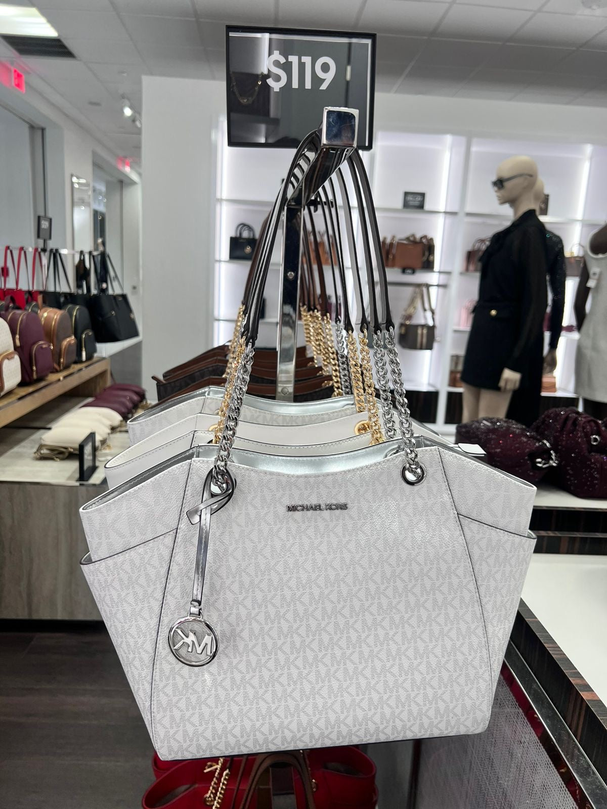 Tote Michael K blanco/plata