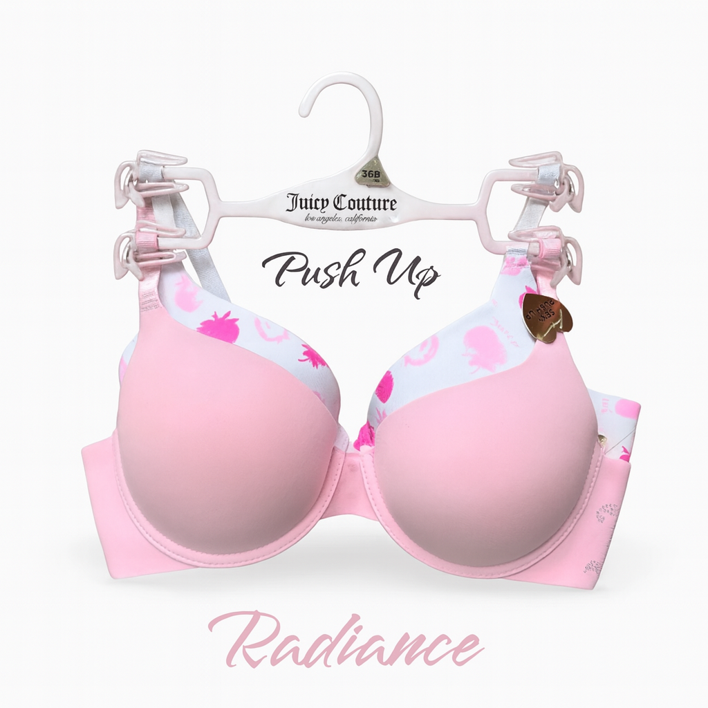 Brasier Juicy C rosa y blanco con monogram de fresas