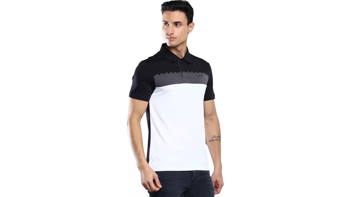 Playera Calvin k color negro con blanco caballero