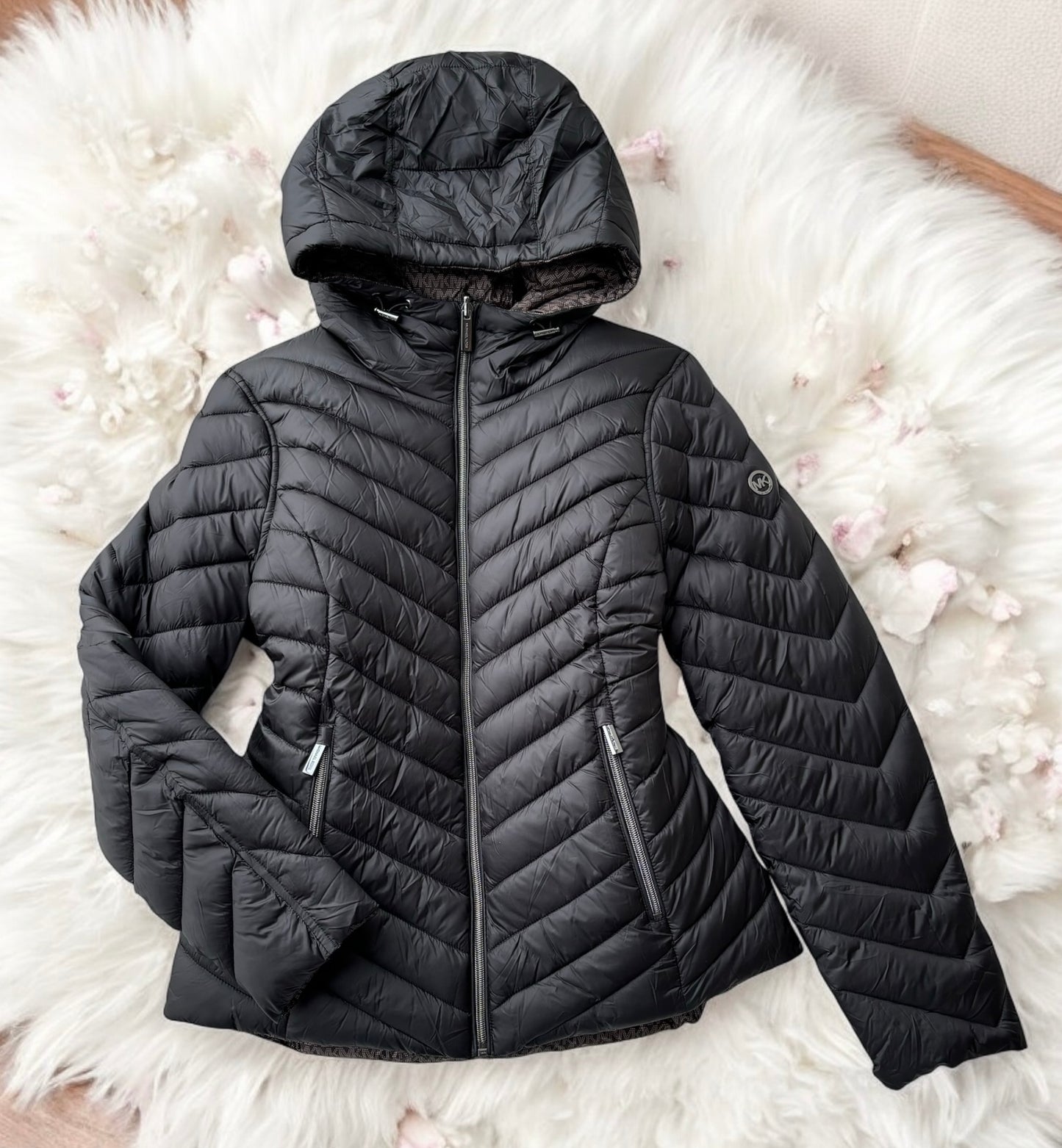 Chamarra Michael K negra/cafe reversible Quilted Nylon Signature
