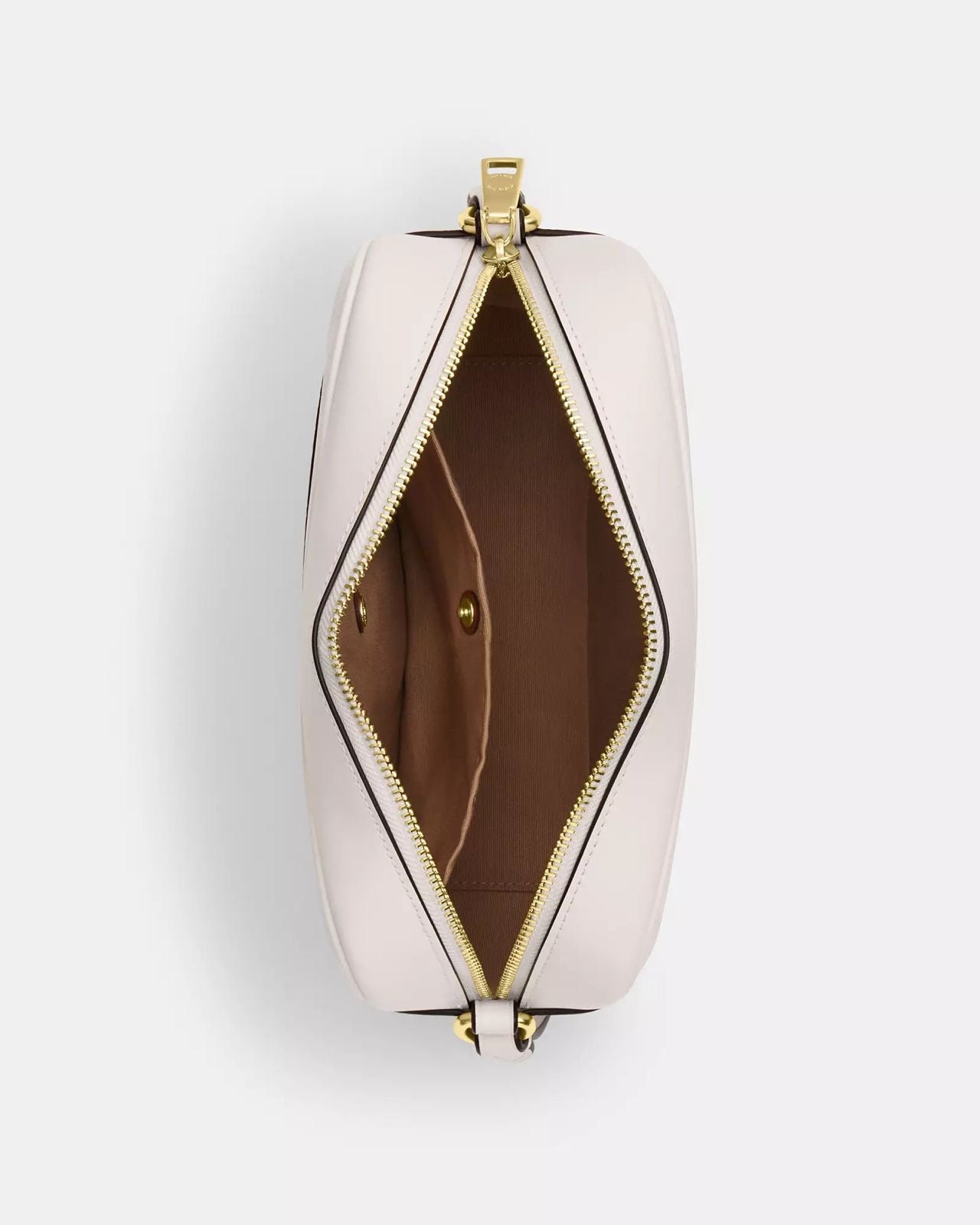 Crossbody Coach Chalk crema con canvas blancas y placa plateada