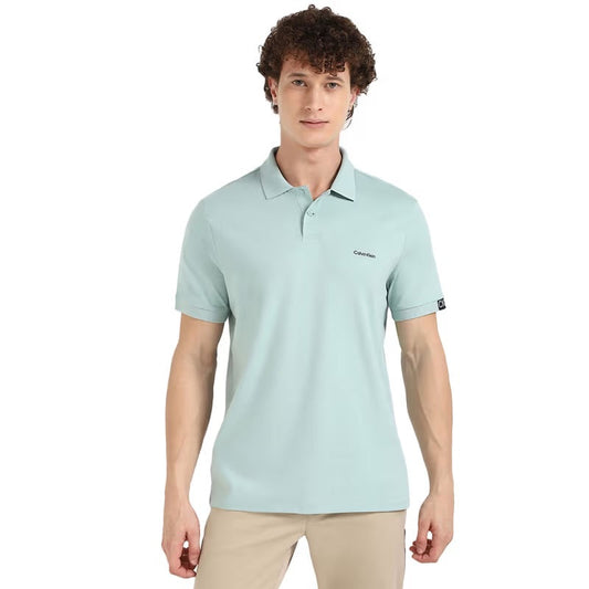 Playera Calvin K verde menta, polo con logo en manga para caballero