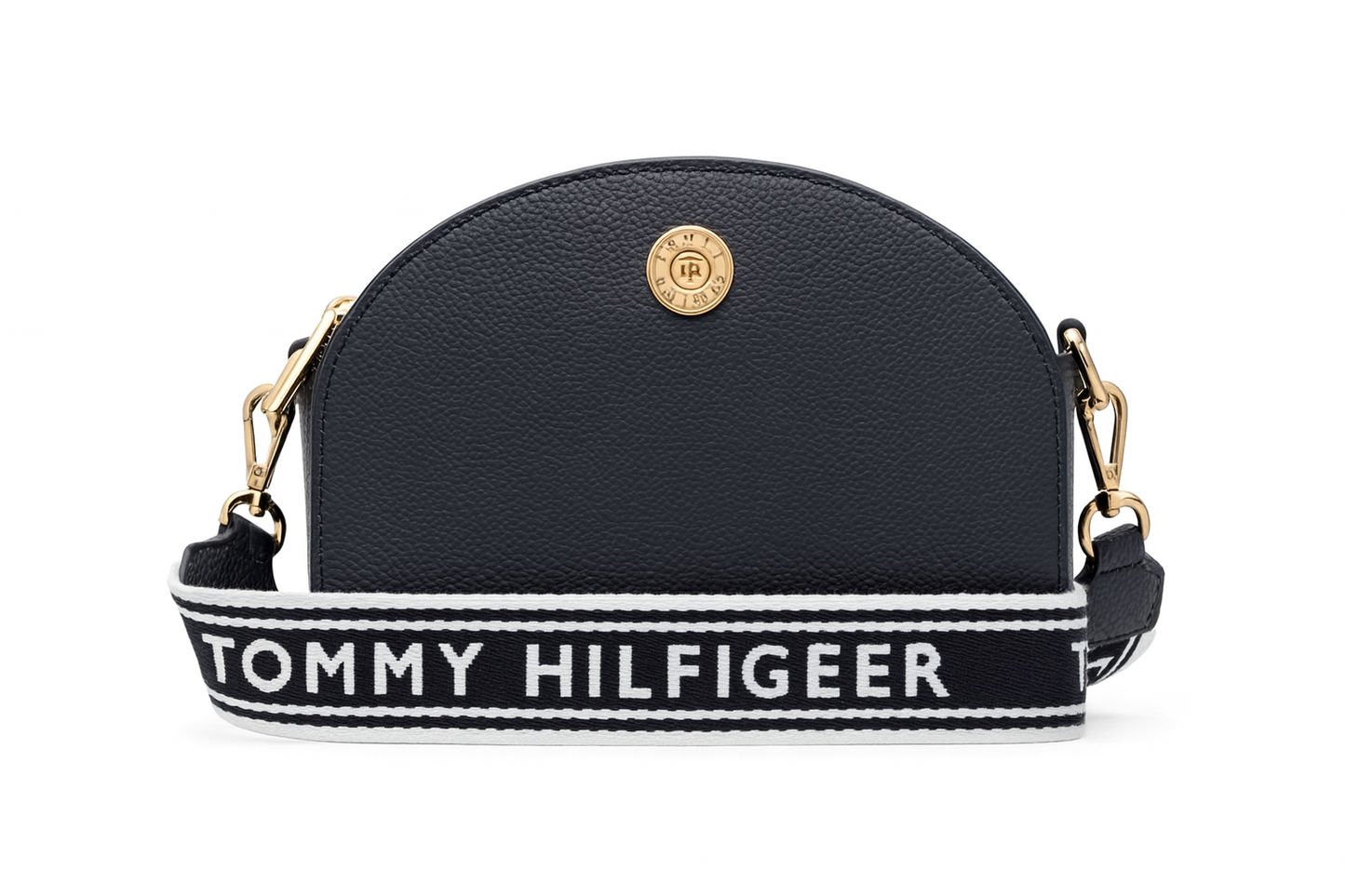 Crossbody Tommy H azul marino con strap blanco y azul
