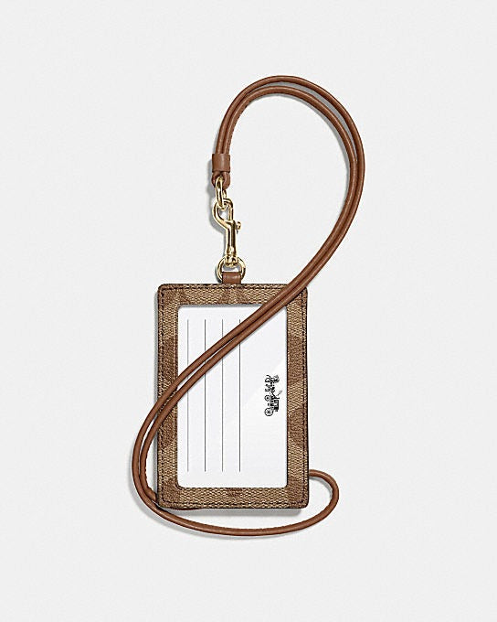 Porta credencial Coach camel