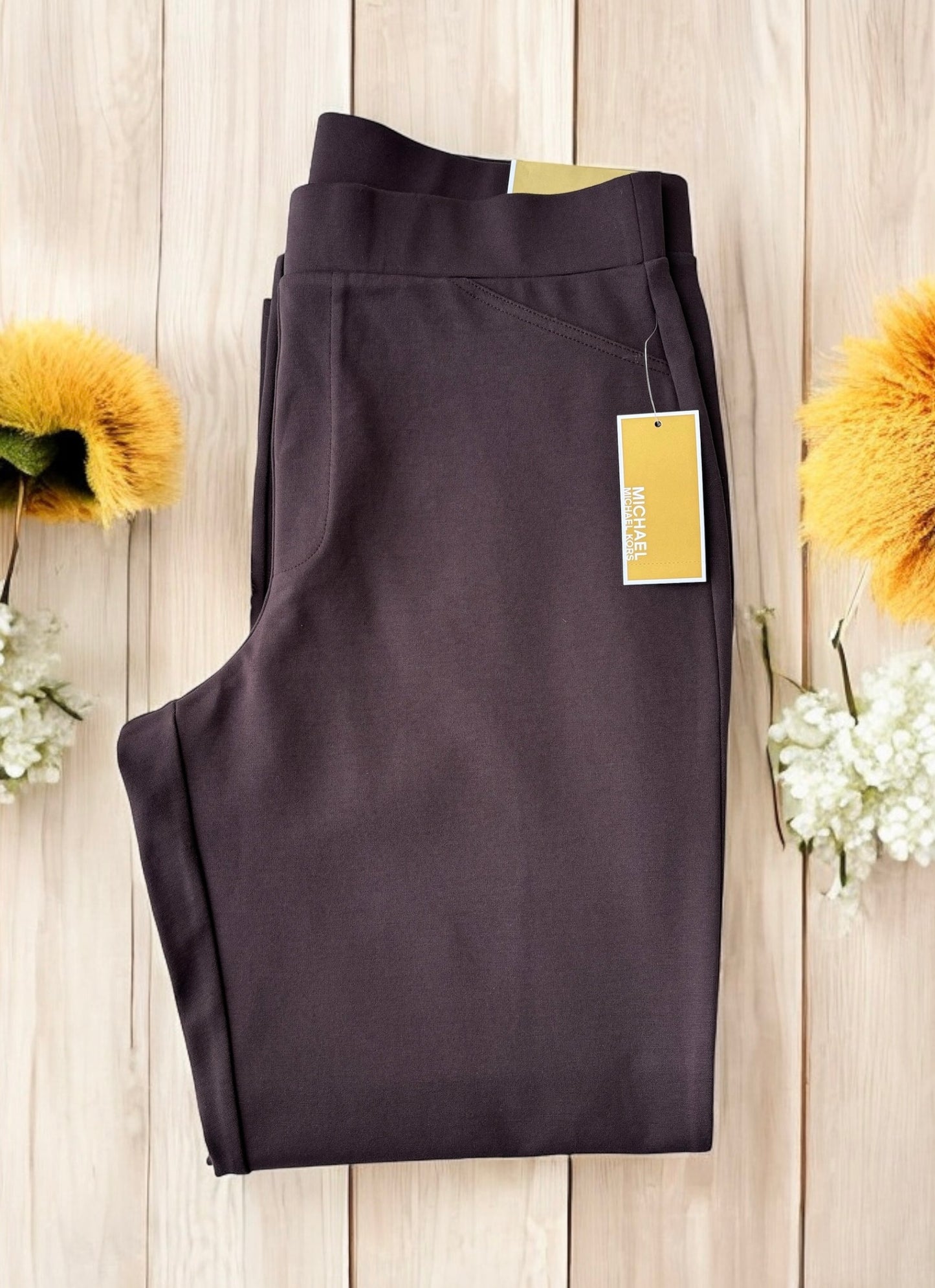 Leggings Michael K café recto con placa