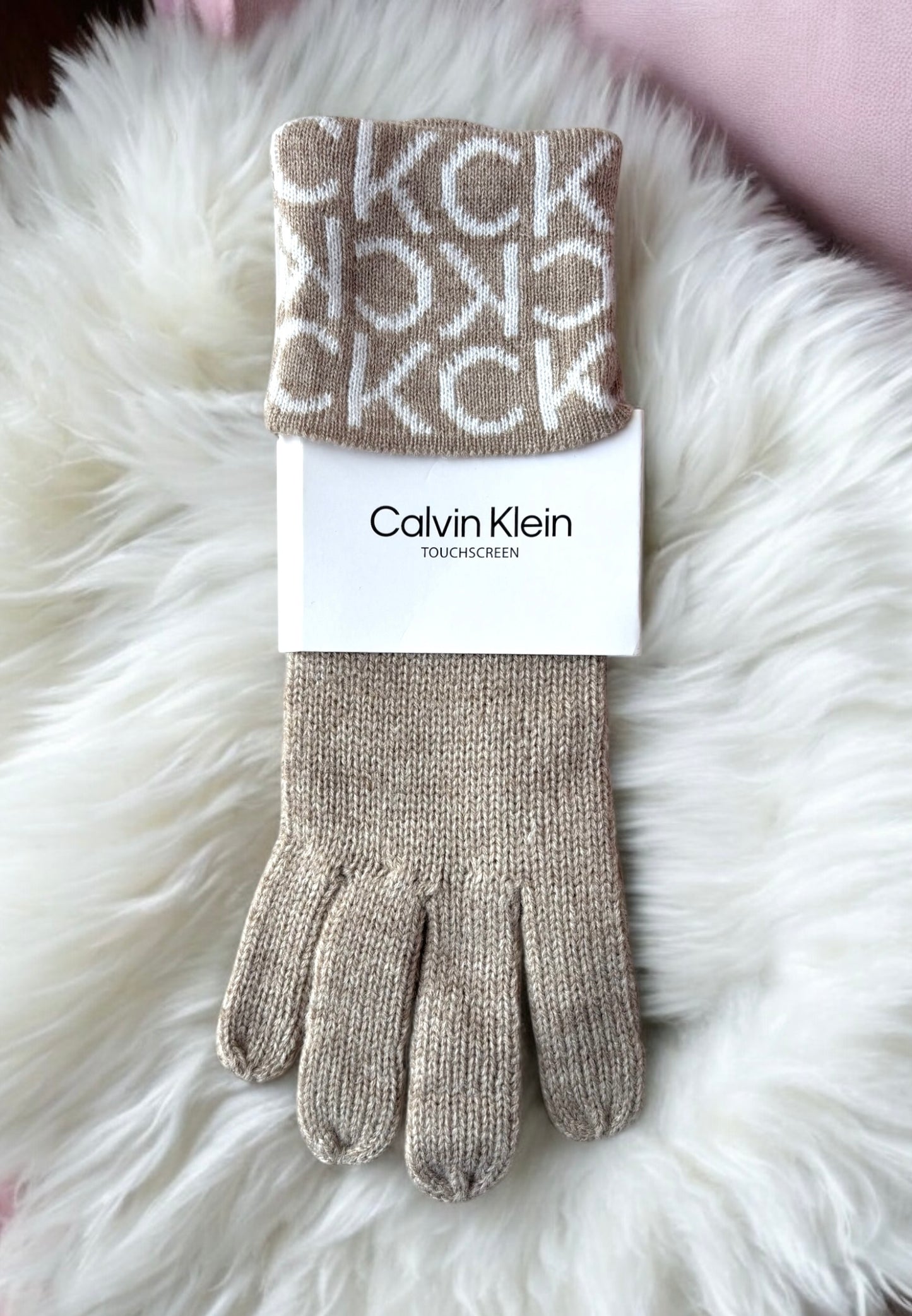 Guantes Calvin K camel Touchscreen de invierno