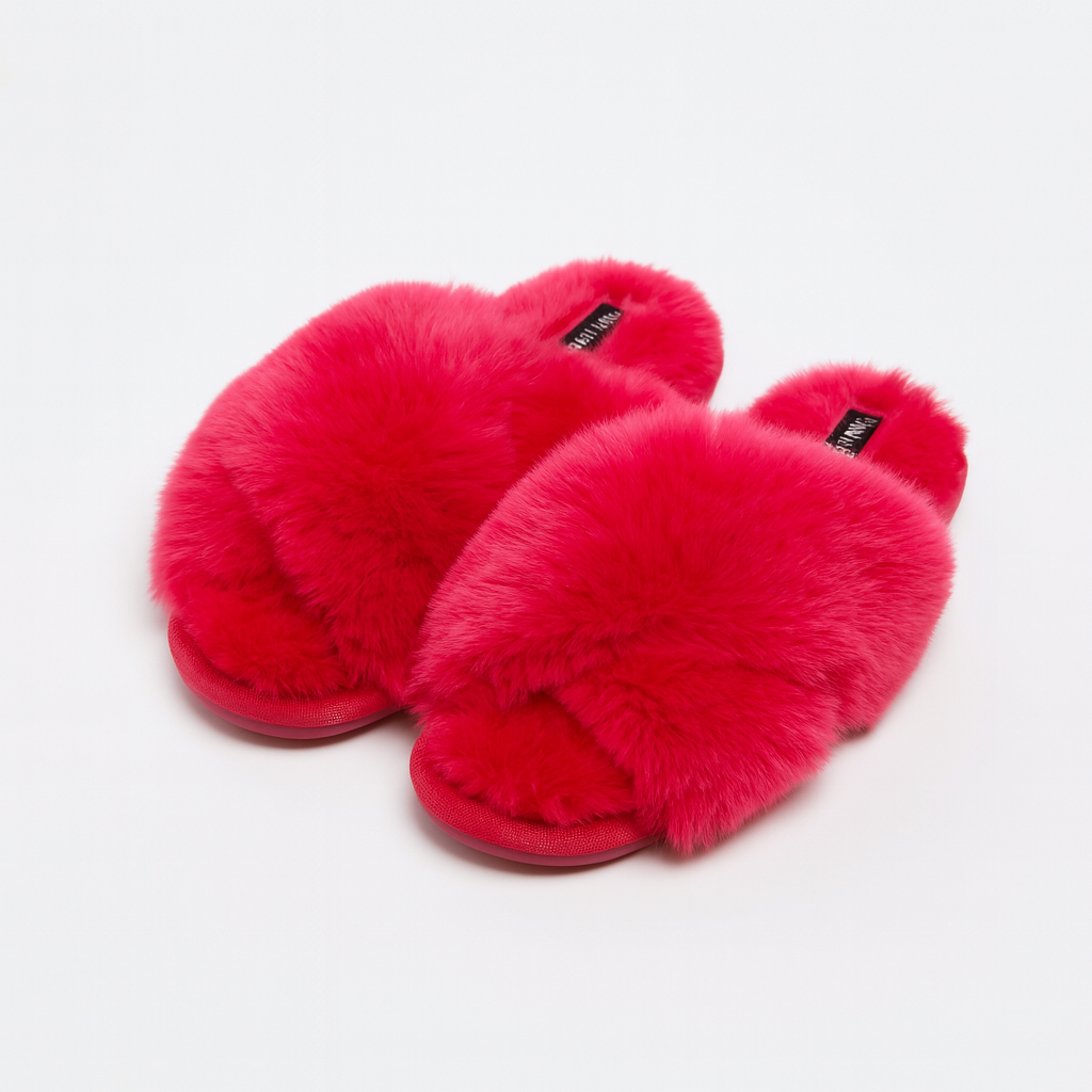 Pantuflas Nine W rojas de peluche