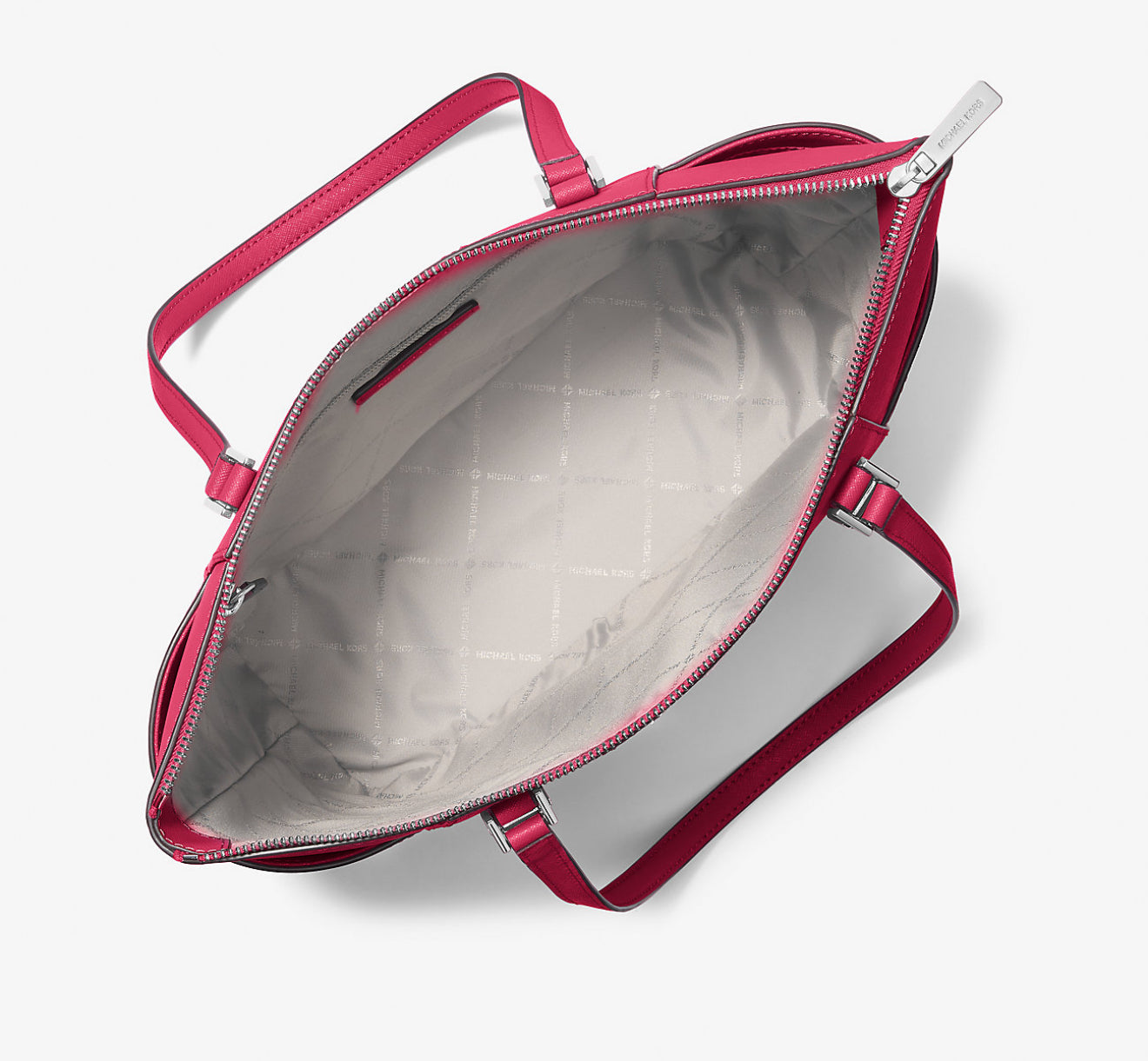 Tote Michael K charlotte rosa hot Pink con placa plateada