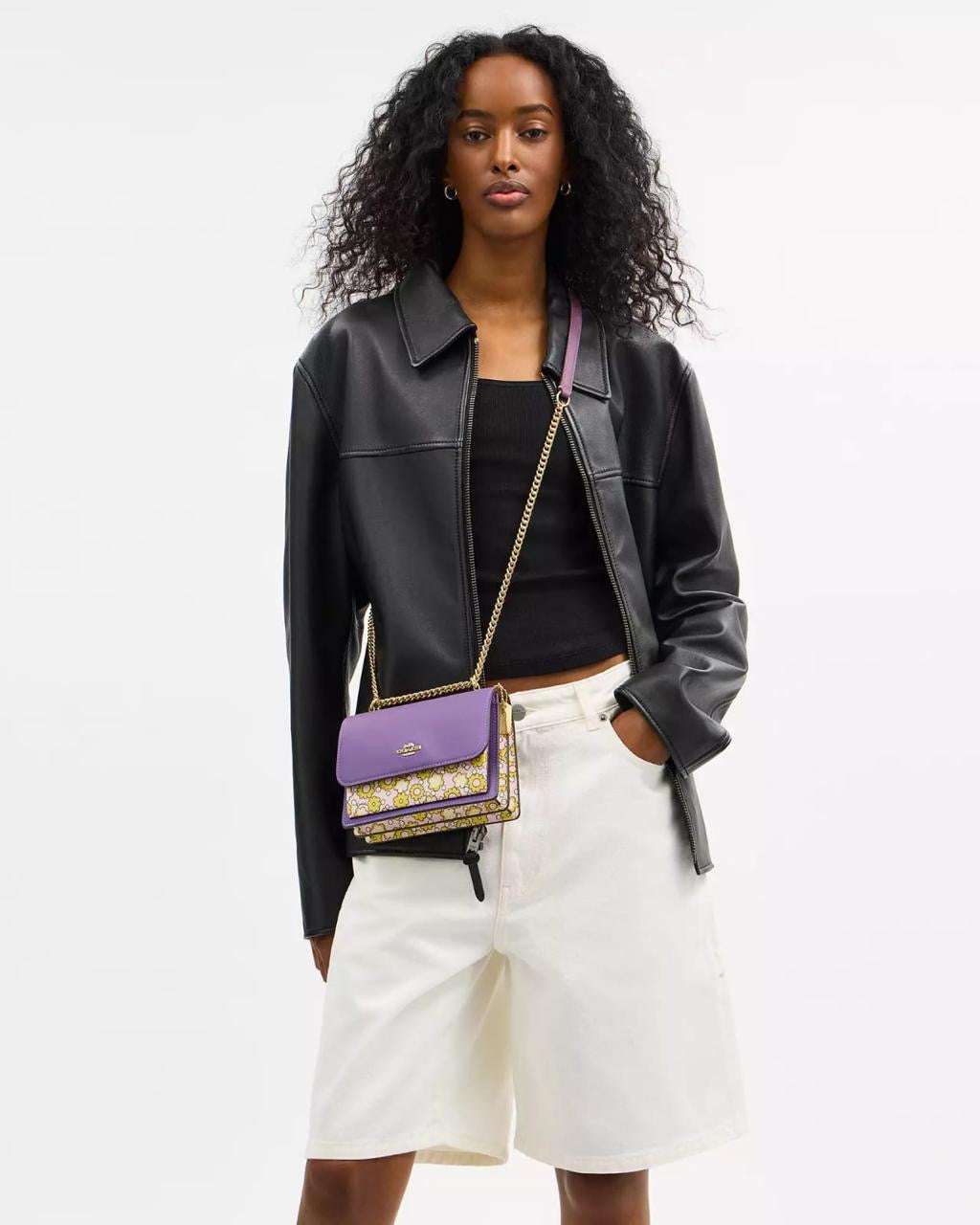 Crossbody Klare Coach bag lila con flores