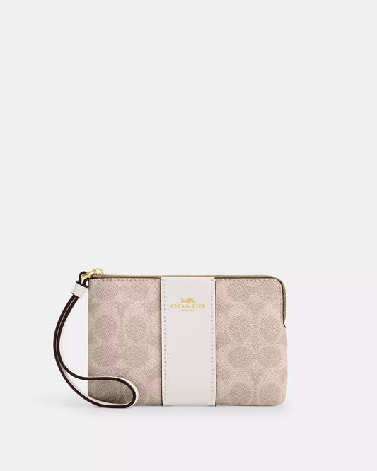 Muñequera Coach beige/crema, monogram y strap