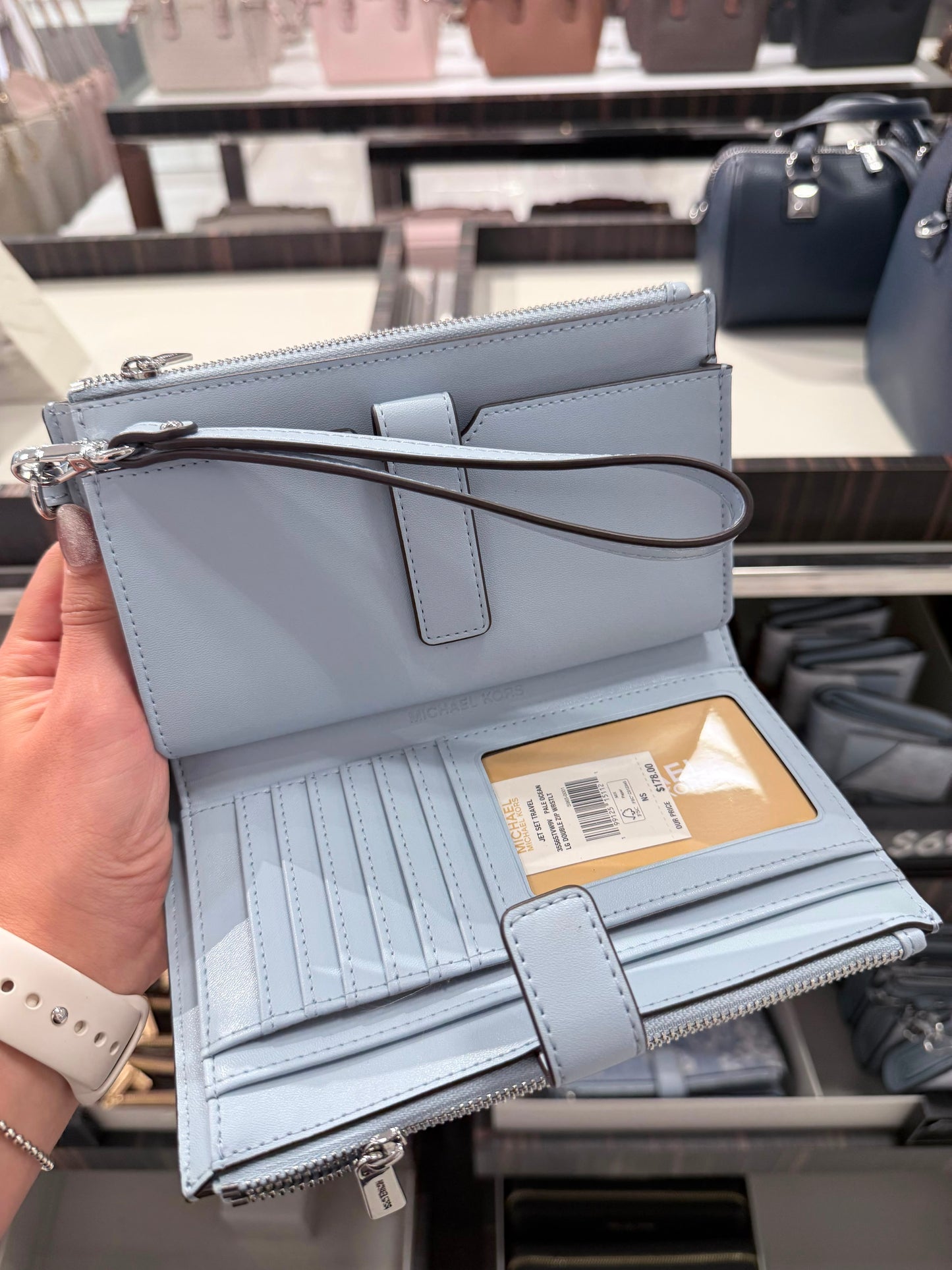 Cartera Doble cierre Michael k pale ocean