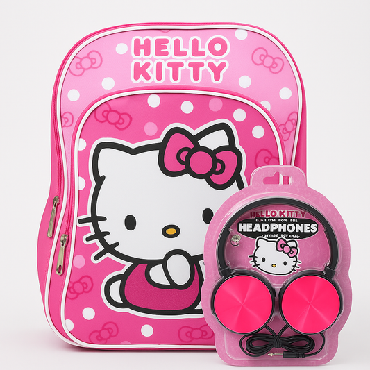 Backpack Hello Kitty rosa con audífonos