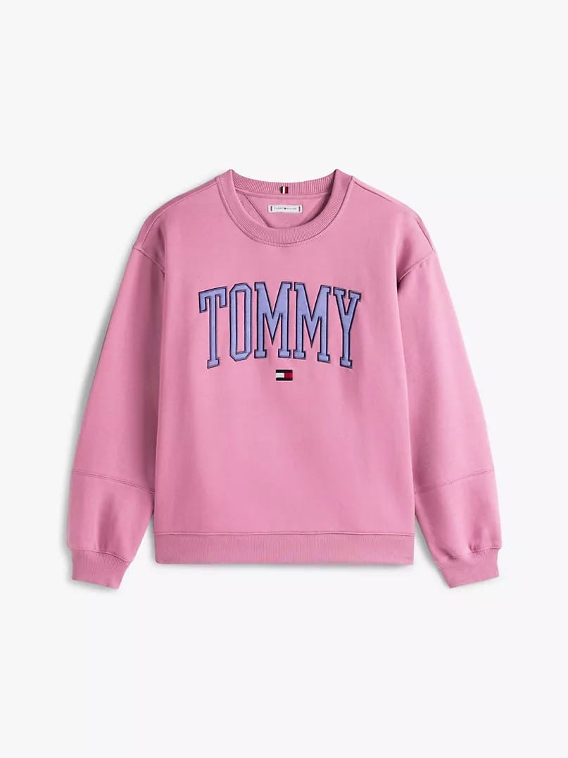 Sudadera Tommy H lila, letras azul