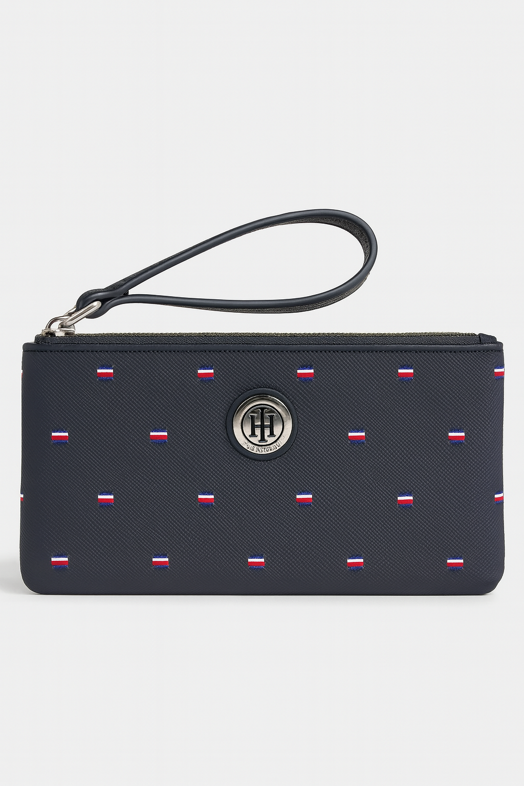 Muñequera Tommy H azul monogram bandera doble cierre