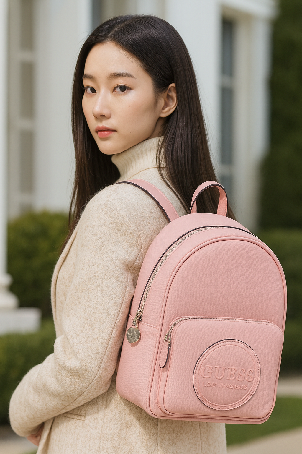 Backpack Guess rosa con logo grabado