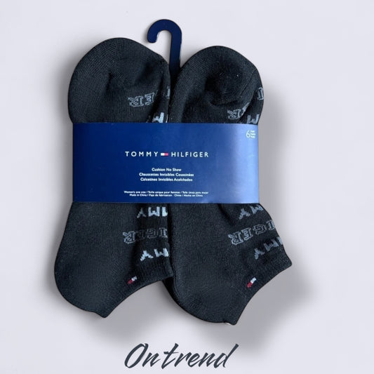Tines Tommy H negros, lisos y con letras en blanco 6 pares