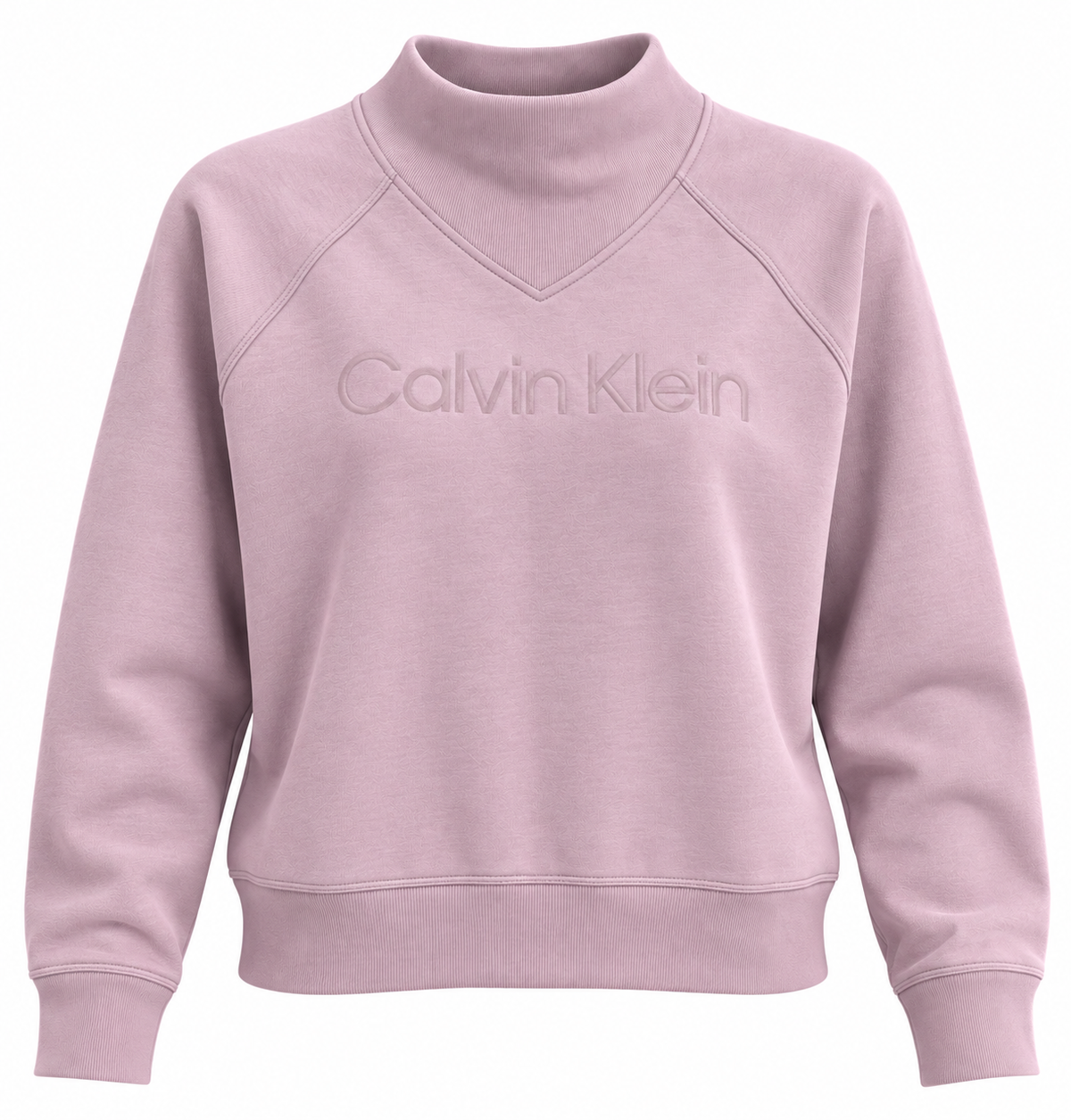 Sudadera Calvin Klein para Mujer Cuello Alto Rosa Lavanda con Logo en Relieve