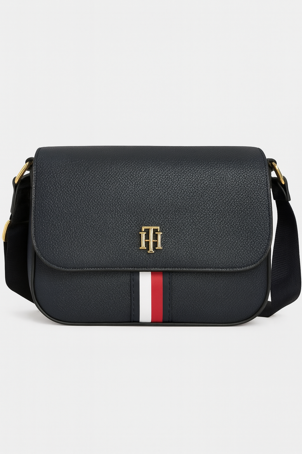 Crossbody Tommy H azul marino línea en medio