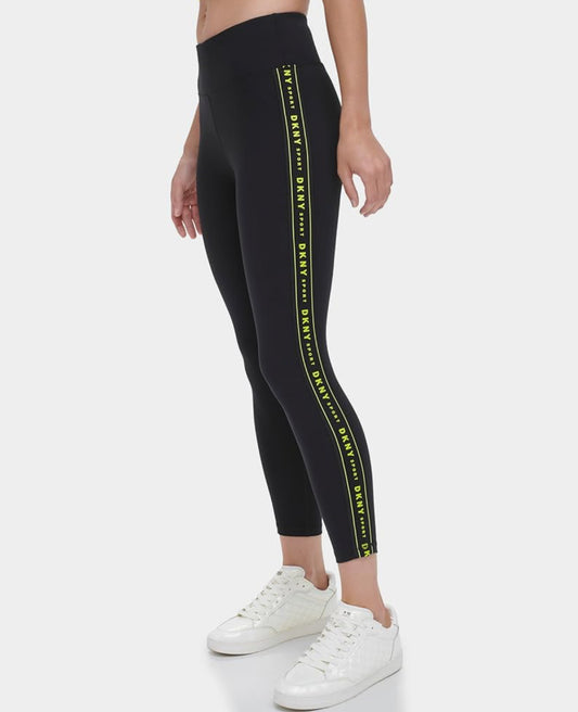Leggings DKNY negro, letras verde neón en costados